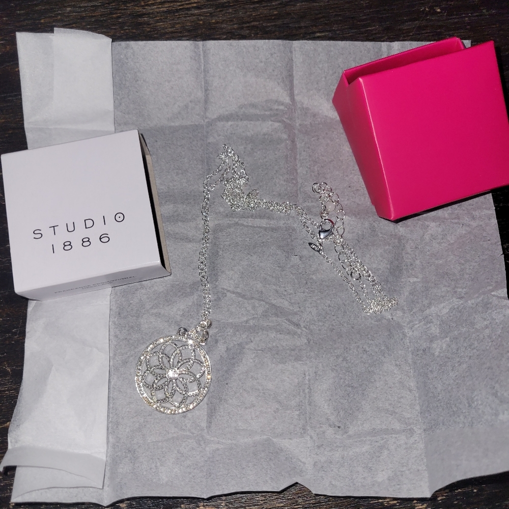 Studio 1886 silver necklace15” with 2” extra new with box
